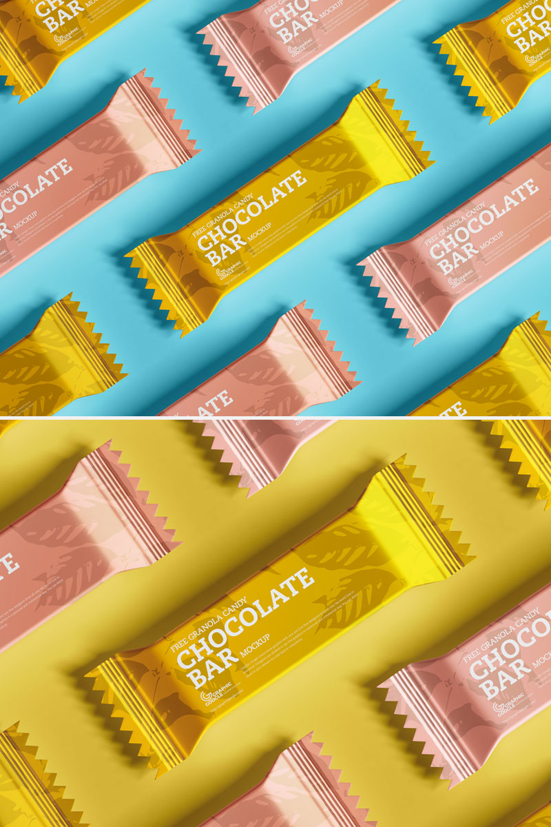 Chocolate Bar Candy Sachet Mockup Psd