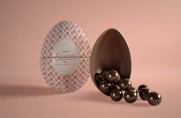 Chocolate Egg Shape With Small Chocolate Eggs Psd