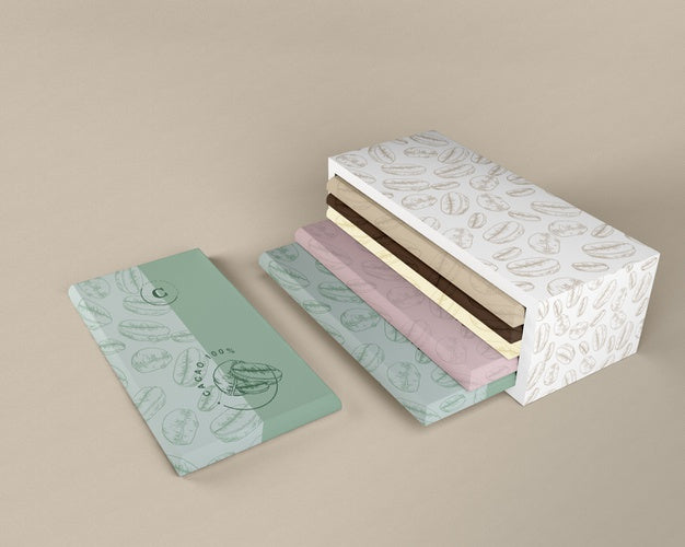 Chocolate Wrapping Paper And Box Design Psd