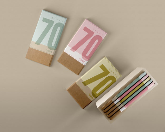 Chocolate Wrapping Paper And Box Mock-Up Psd