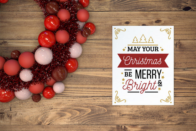 Christmas Card Mockup With Wreath Psd