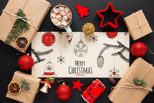 Christmas Celebration A Table With Top View Psd