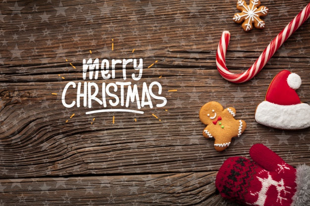 Christmas Composition With Candies And Santa'S Hat Psd