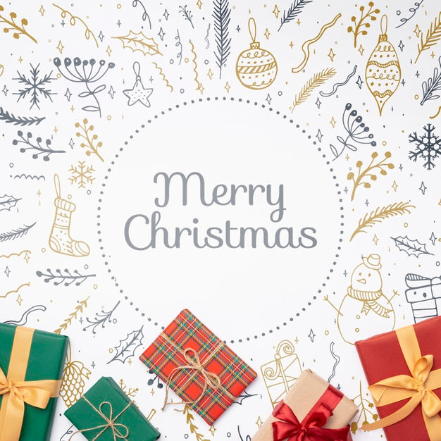 Christmas Concept With Colorful Gifts Mock-Up Psd