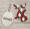 Christmas Elipse And Reindeer Labels Mockup Psd