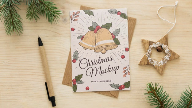 Christmas Eve Assortment With Card Mock-Up Psd