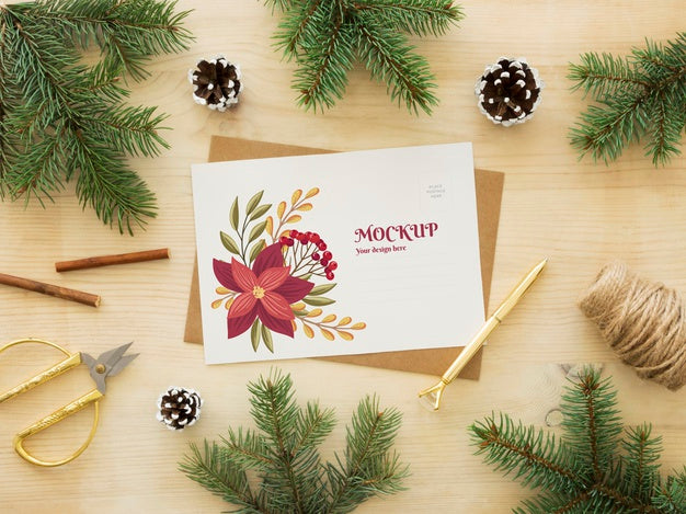 Christmas Eve Composition With Card Psd