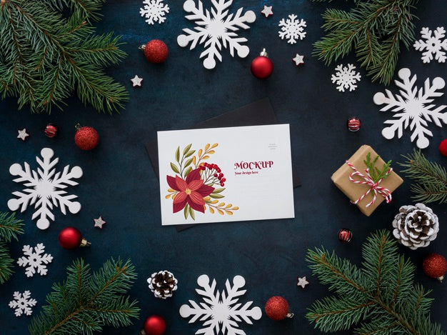 Christmas Eve Composition With Card Psd