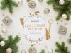 Christmas Eve Elements Composition With Card Mock-Up Psd