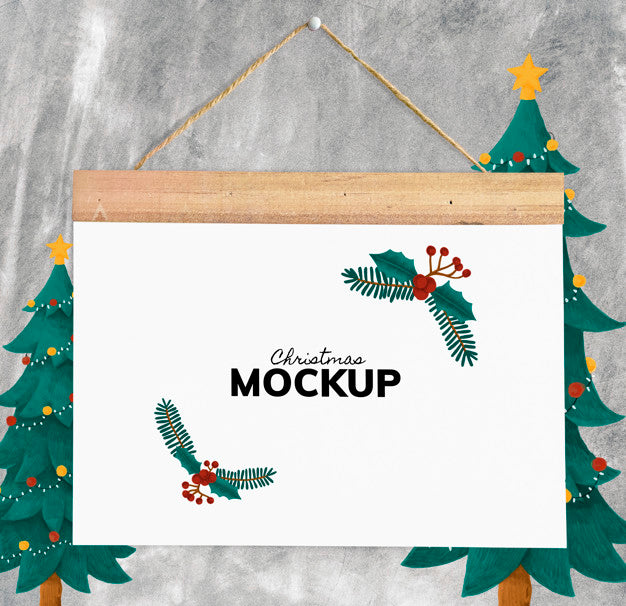 Christmas Holiday Greeting Design Mockup Psd