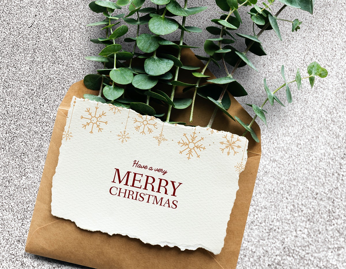 Christmas Holiday Greeting Mockup With Leaves