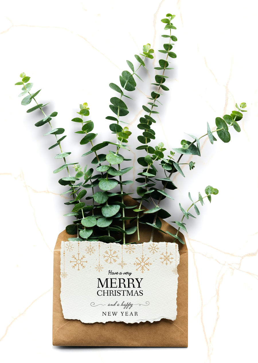 Christmas Holiday Greeting Mockup With Leaves