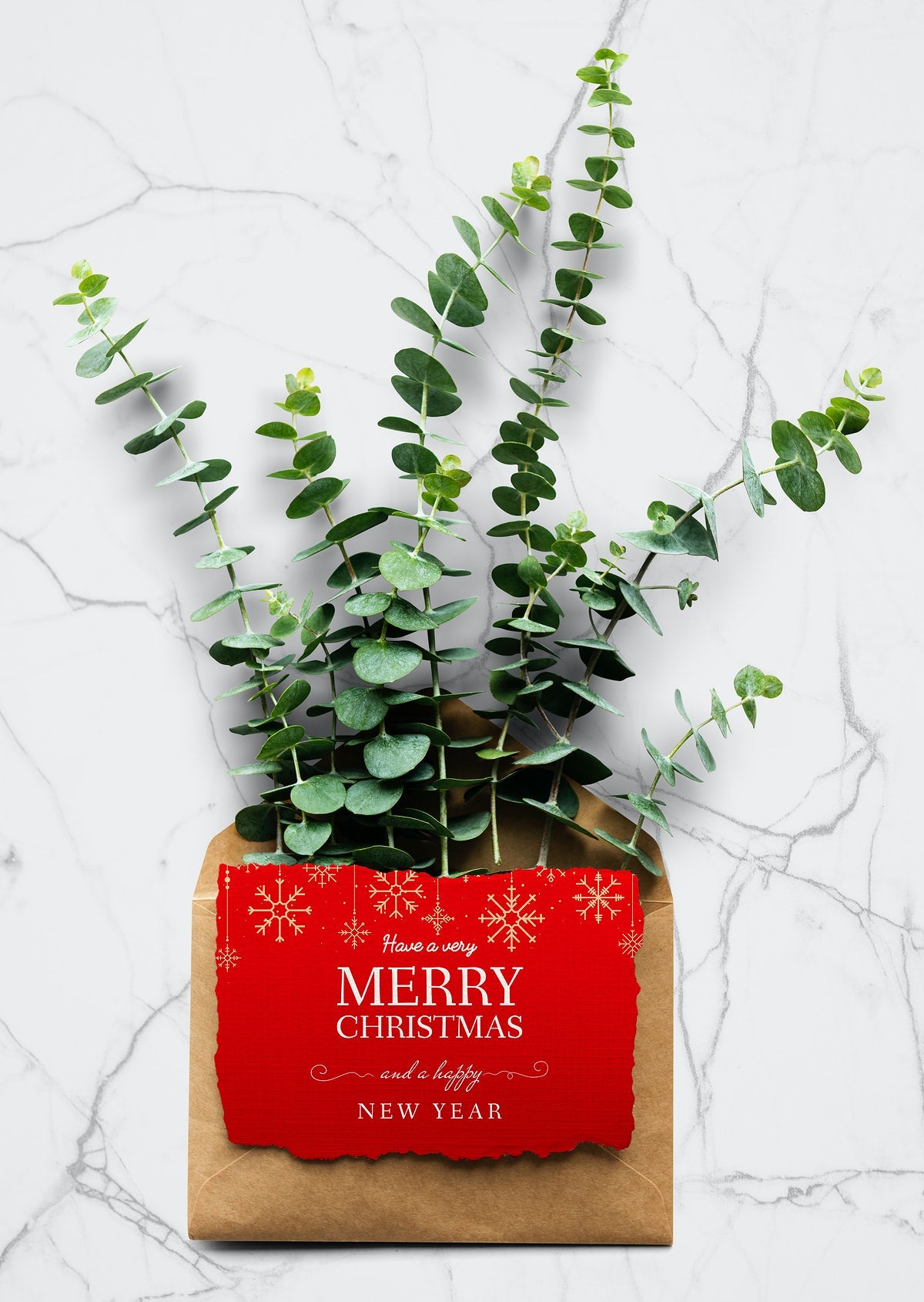 Christmas Holiday Greeting Mockup With Leaves