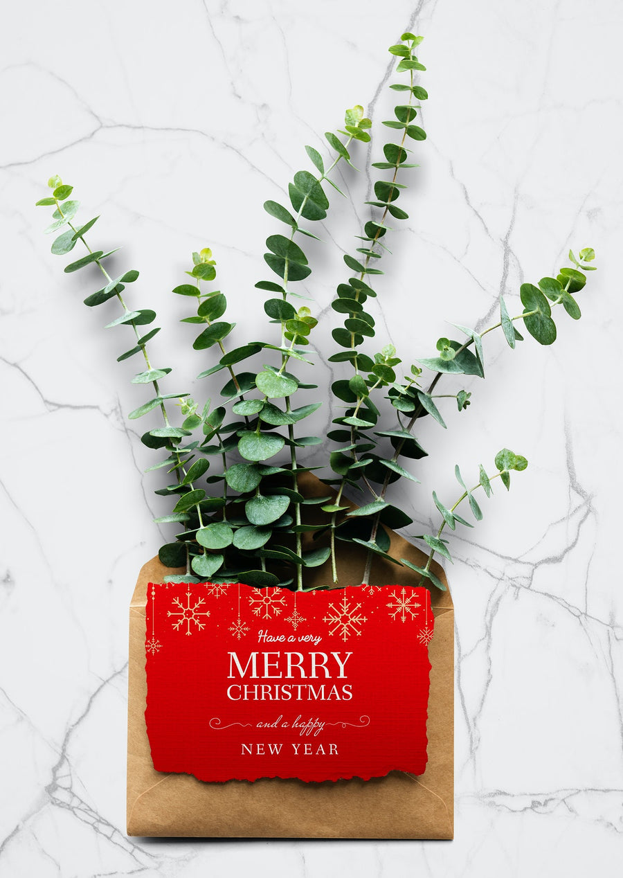 Christmas Holiday Greeting Mockup With Leaves