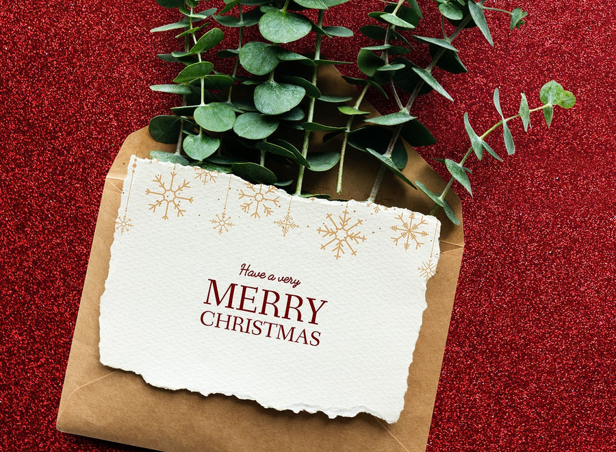 Christmas Holiday Greeting Mockup With Leaves