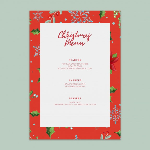 Christmas Menu Mockup Psd
