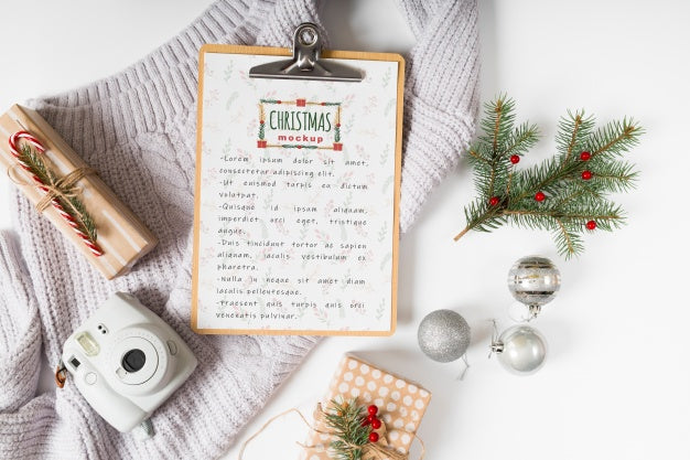 Christmas Menu Mockup With Clipboard Psd