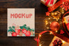 Christmas Mock-Up And Beautiful Winter Decorations Psd