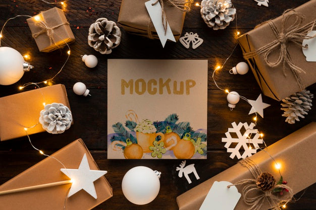 Christmas Mock-Up Elegant Winter Decoration Psd