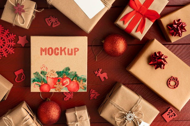 Christmas Mock-Up With Gift Boxes Psd