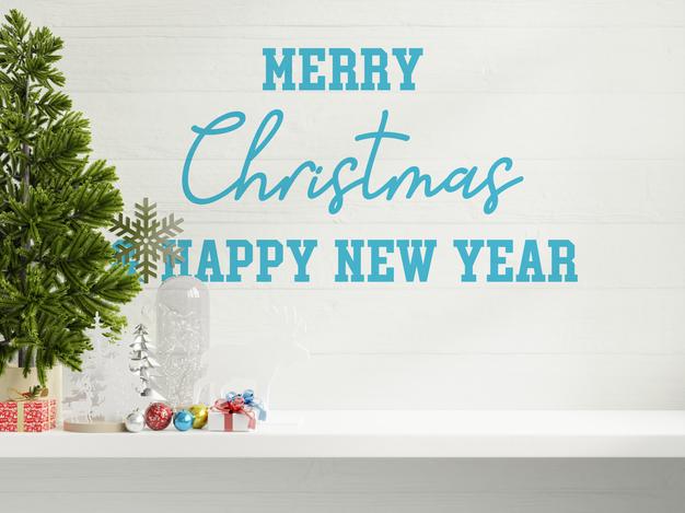 Christmas Mockup White Wall In Living Room Interior. Psd