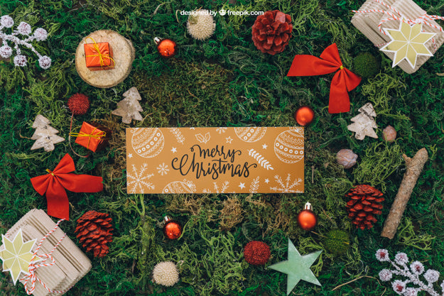 Christmas Mockup With Banner Psd