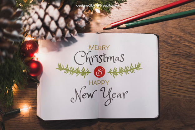 Christmas Mockup With Book Psd