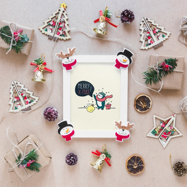 Christmas Mockup With Frame Psd