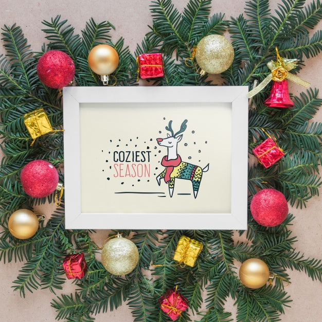 Christmas Mockup With Frame Psd