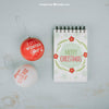 Christmas Mockup With Notepad And Balls Psd