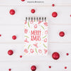 Christmas Mockup With Notepad And Red Balls Psd