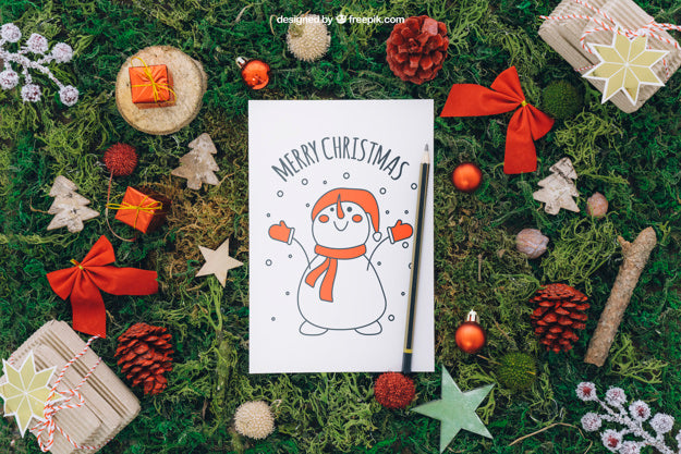 Christmas Mockup With Paper And Pencil Psd