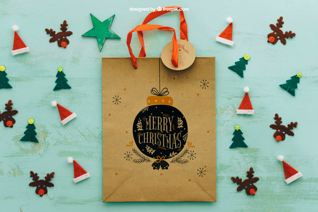 Christmas Mockup With Shopping Bag Psd