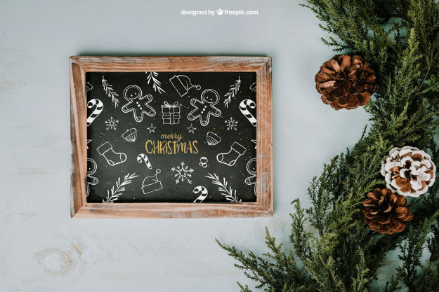 Christmas Mockup With Slate Psd