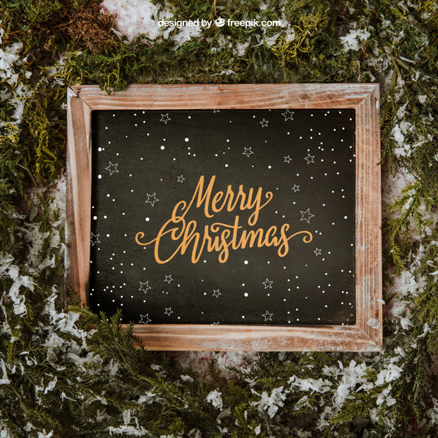 Christmas Mockup With Slate Psd