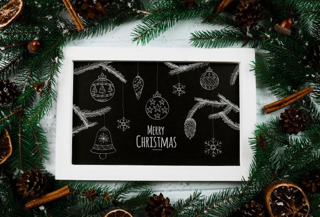 Christmas Mockup With Slate Psd