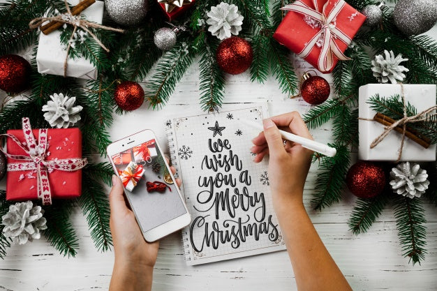 Christmas Mockup With Smartphone Psd