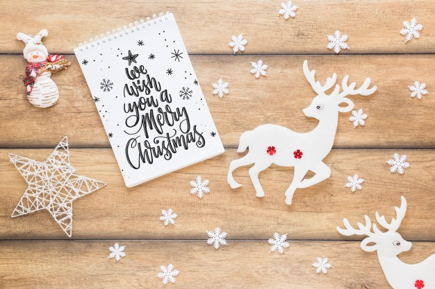 Christmas Mockup With Spiral Notepad Psd