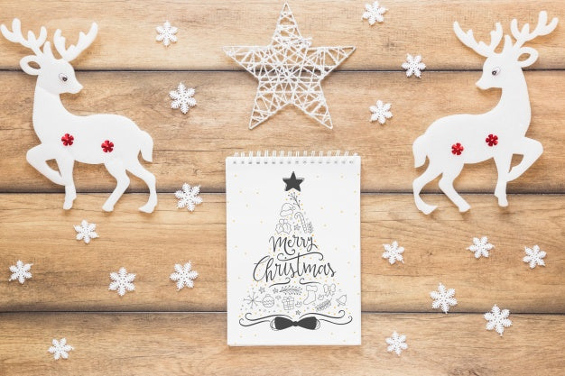 Christmas Mockup With Spiral Notepad Psd