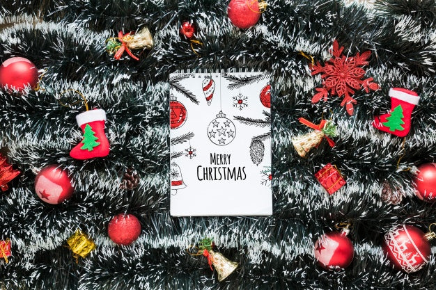 Christmas Mockup With Spiral Notepad Psd