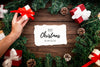 Christmas Ornaments On A Black Background Psd