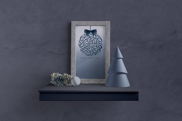 Christmas Painting On Shelf Mock-Up Psd