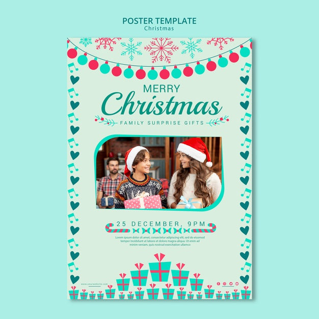 Christmas Poster Template With Image Psd