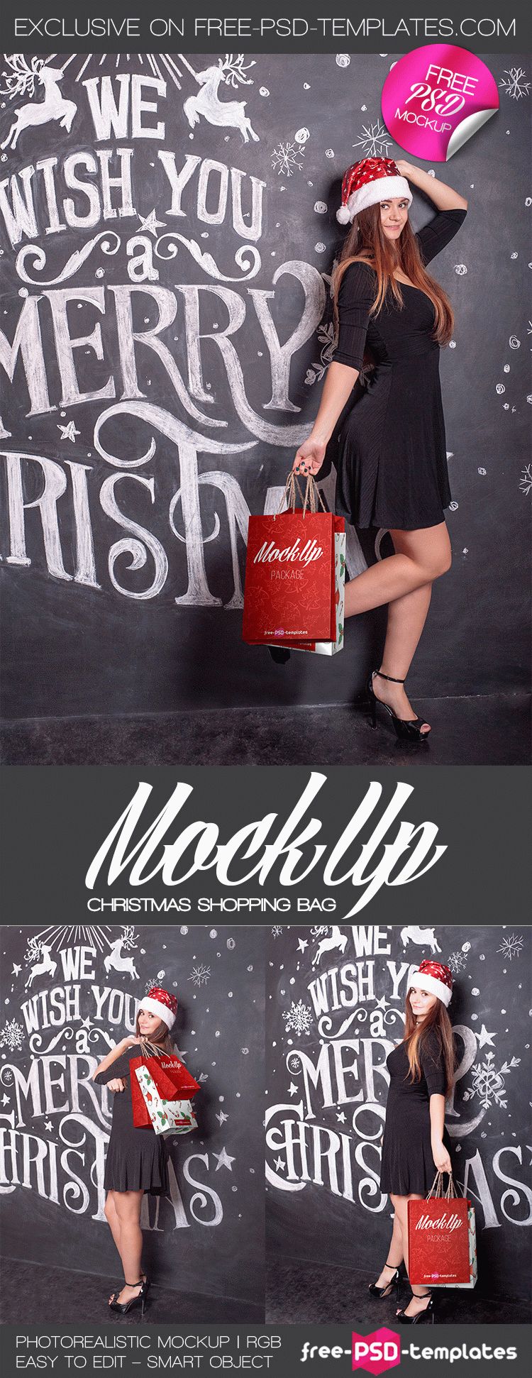 Christmas Shopping Bag Mockup (Psd)