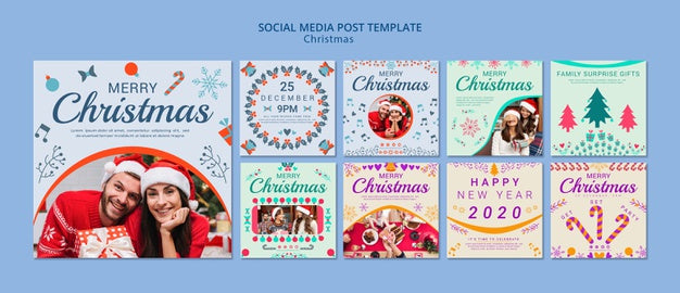 Christmas Social Media Post Template Set Psd