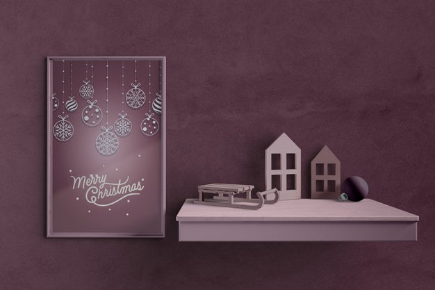 Christmas Theme On Painting Mock-Up Psd