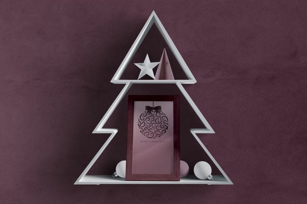 Christmas Tree Shape With Frame Inside Psd