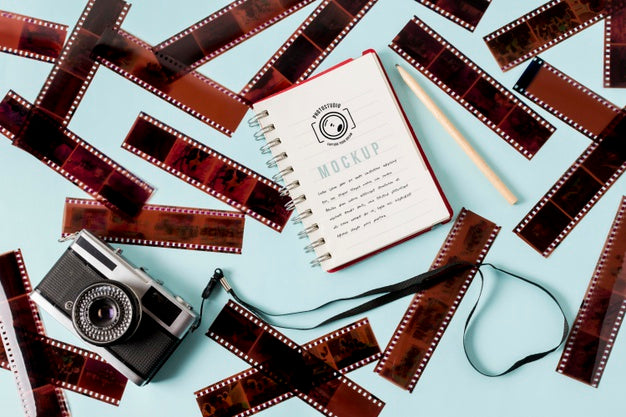 Cinema Film Rolls With Notebook Psd