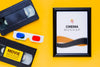 Cinema Mock-Up Old Tapes And 3D Glasses Psd
