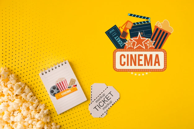 Cinema Tickets And Popcorn Top View Psd